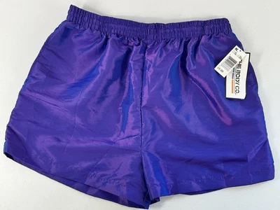 *BRAND NEW* Vintage 1990s The Body Co. Purple Iridescent Nylon Shorts Size XL - Image 1 of 4