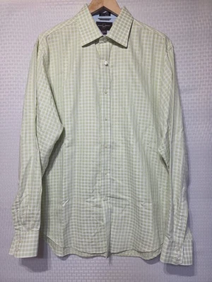 Camisa de vestir negra marrón 1826 para hombre XL verde a cuadros 100 % algodón años 80’s 2 capas de largo... Foto 1 de 4