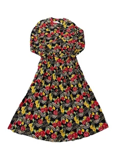 De Colección Chaus Foulard Blusa Plisada Midi Falda Conjunto Negro Rojo Amarillo Botón Mujeres Pequeña - Imagen 1 de 14