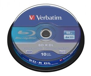 10 Verbatim Rohlinge Blu-ray BD-R Dual Layer 50GB 6x Spindel