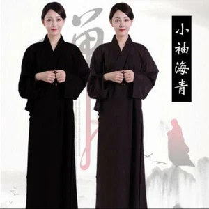 New Buddhist Monk Shaolin Dress Meditation Haiqing Robe Long Gown Kung Fu Suit - Picture 1 of 13
