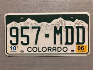 COLORADO ROCKY MOUNTAINS WHITE LICENSE PLATE RANDOM LETTERS/NUMBERS - Picture 1 of 4