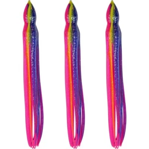 5.5" to 8.5" Octopus Hoochie Squid Skirt - Carnival - 3 Pack - Picture 1 of 9