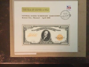 1996 commeritive vignette of a $1000 dollar bill - Picture 1 of 1