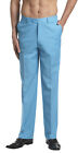 CONCITOR Men's Dress Pants Trousers Flat Front Slacks Solid TURQUOISE BLUE Color
