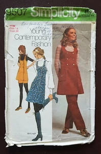 S-9507 VTG 70's Jumper Or Tunic Pants Sewing Pattern Simplicity Bust 36 Complete - Bild 1 von 4