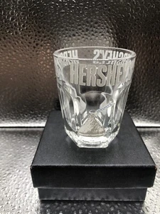 Hershey’s Clear Shot Glass Kiss Kisses 2oz PA Chocolate Liquor Bar Ware Man Cave - Picture 1 of 9