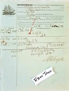 1836 BILLHEAD PROVVIDENCE TOOL RHODE ISLAND NAVE A VELA - Foto 1 di 1