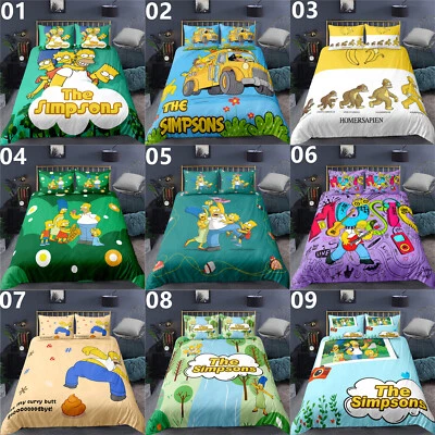 BEATIFUL BEDDING The Simpsons Single Double Queen King Size Bed Quilt Doona Duvet Cover Set