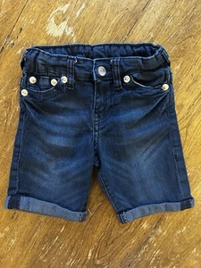 True Religion Brave Blue Dark Wash Slim Relaxed Adjustable Jean Shorts | Size 4 - Picture 1 of 9