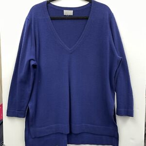 Pure Collection Sweater Purple Cashmere Long Sleeve Pullover Womens Large XL
