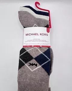 MICHAEL KORS 3 Pairs Men's Dress Crew Socks Brown Blue One Size US 7-12 - Picture 1 of 8