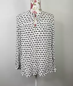 Bimba Y Lola women's top long sleeve collarless semi-sheer blouse shirt Size M - Foto 1 di 9