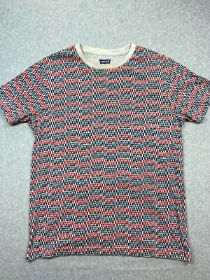 Levis 衬衫女式中号红色白色标志图案套衫上衣休闲派对 — 第 1/4 张图片