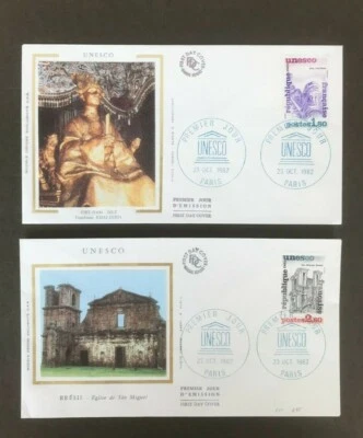 SC42 UNESCO 1982 two FDC's  World heritage Vietnam & Brazil with silk cachets - Image 1 of 2
