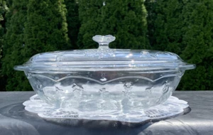 Anchor Hocking Clear Glass Savannah 2 QT Oval Casserole & Lid Vintage - Picture 1 of 11