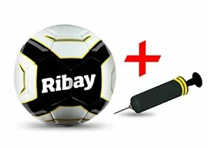 Ribay Soccer Ball Size 5 + Free Ball Pump, White, Blue, Orange, Free Shipping!! - Picture 1 of 13