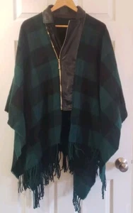 Poncho con capa envolvente a cuadros Buffalo con cremallera completa para mujer talla única imitación cuero - Imagen 1 de 2