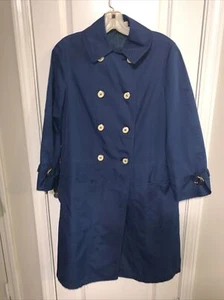 BLUE VINTAGE TRENCH COAT BY MISTY HARBOR WOMENS SIZE 12 - Picture 1 of 22
