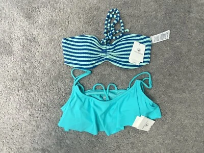 NWT Set Of 2 Piece Woman Volcom Bikini Top Size Small Blue Turqoise - Image 1 of 4