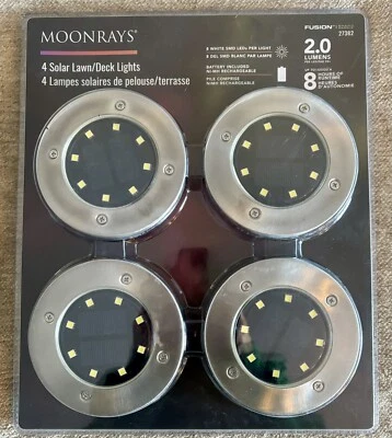 Moonrays 4 Solar Lawn/Deck lights-Solar Powered-2.0-8hr run time-LED- UNOPENED - Image 1 of 4