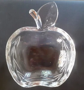 Glasschale aus klarem dickem Glas Dessert/Kompottschale Apfelform Vintage selten - Bild 1 von 9
