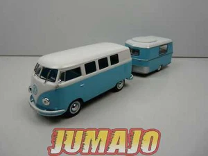 CCE204 1/43 camping cars hachettes IXO Cadeau : Volkswagen Kombi T1 + Caravane - Afbeelding 1 van 7
