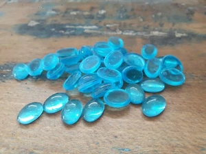 ♡Nr.C63a - 20 Stück alte Glascabochons aquamarin blau 14 x 10 mm Neugablonz♡ - Picture 1 of 2