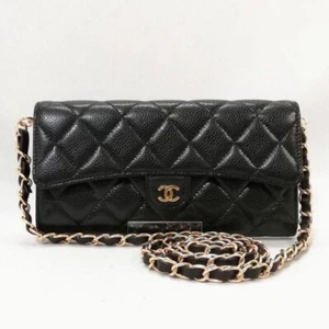 Authentic [CHANEL] Matelasse Caviar Long Wallet Black - Picture 1 of 6
