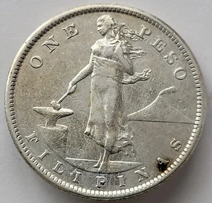 1907-S San Francisco Mint Philippines 1 PESO Nice Higher Grade .7oz 80% Silver - Picture 1 of 2