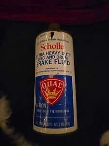 Vintage Qual Scholle Extra Heavy Duty Disc And Drum Brake Fluid Cone Top Full - Picture 1 of 6