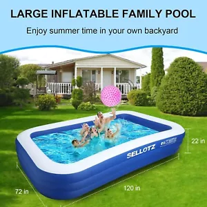 Inflatable Pool for Kids and Adults, 120" X 72" X 22" Oversized Thickened Family - Picture 1 of 6