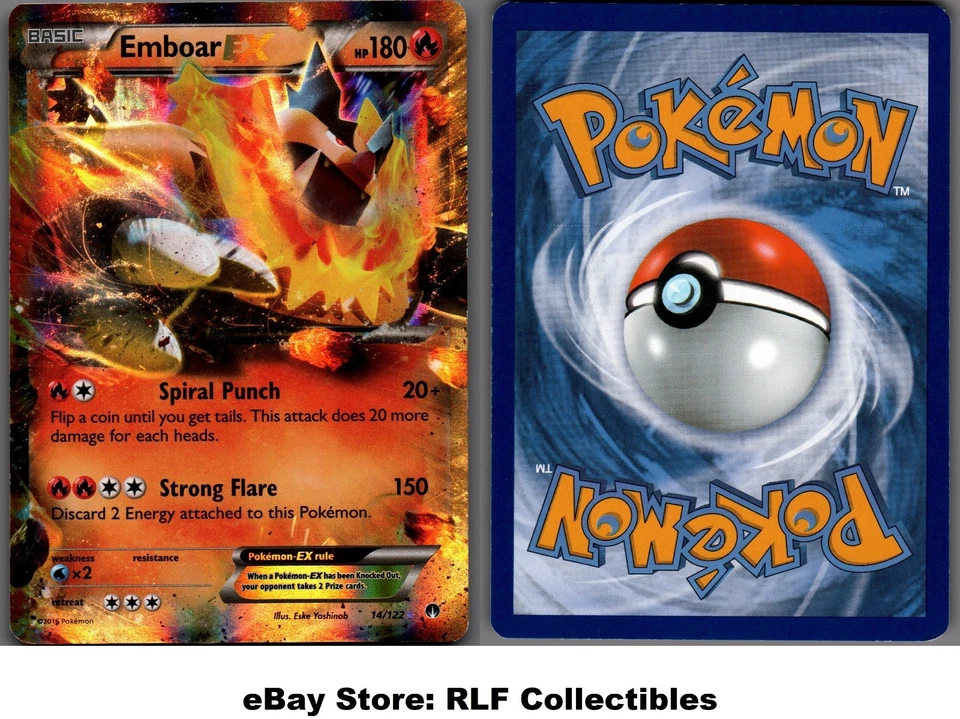 2016 Pokemon, XY BREAKpoint, #14/122 Emboar EX, Holo Ultra Rare (b) - Image 1 of 1