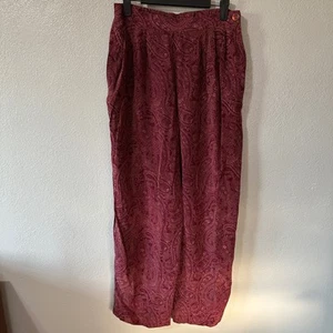 Talbots Petites Seidenhose weinrot Paisleymuster hohe Taille weites Bein Größe 10P - Bild 1 von 5