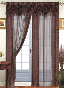 Tango Fenstervorhang mit befestigtem Volant, 56x63''+18'', braun - Bild 1 von 2