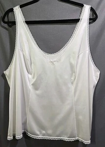 Camisola de nailon blanca Cami 2XL 46 Vassarette ribete de encaje y lazo - Imagen 1 de 14