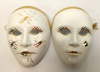 Vintage Lot of 2 Venetian Porcelain Mask Unbranded - Image 1 of 4