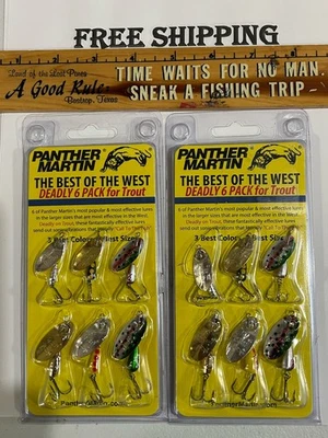 LOTE DE 2 PAQUETES DE Señuelos Panther Martin Best Of The West Kit TROUT 6 Pack Foto 1 de 3