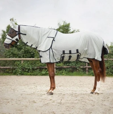 QHP Fliegendecke mit Halsteil und Maske grau - Bild 1 von 4