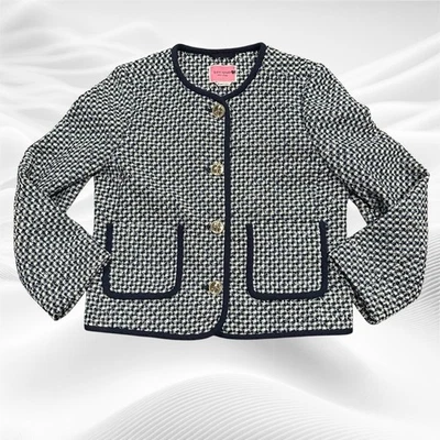 Chaqueta Blazer Kate Spade Azul Marino Tweed Náutico Talla 8 Foto 1 de 4