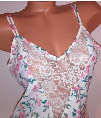 NUEVO CON ETIQUETAS VICTORIA’S SECRET Vestido de Noche Floral Seda Etiqueta Dorada Vestido Sin Mangas De Colección Talla L Foto 1 de 4