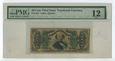 1860's 50c Third Issue Fractional Currency 50 Cents FR. 1331 PMG F12 GR2 - Image 1 of 2