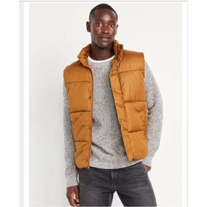 Ancien gilet matelassé bleu marine doré XXXL NEUF avec étiquette recycle veste snap devant - Photo 1/6