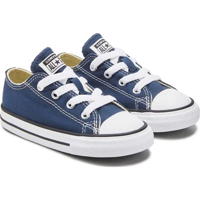 Kids Chuck Taylor All Star Low Top Sneakers Blue Lace up Shoes Baby Toddler sz 8 - Image 1 of 4