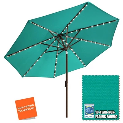 USA 10-Year-Non-Fading Solar 9ft Market Umbrella with 80 LED Lights Patio Umb... - Image 1 of 4