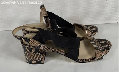 Sandalias Cole Haan con cordones de cuero marrón estampado de serpiente tacón ancho para mujer EE. UU. 9,5 Foto 1 de 4