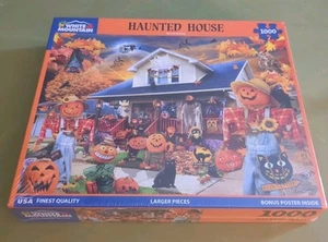 White Mountain HAUNTED HOUSE 1000 piece puzzle Halloween autumn Lori Schory - Picture 1 of 2