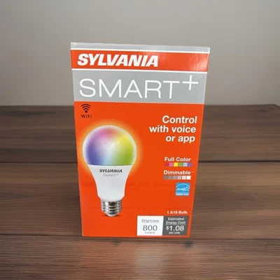 4-Pack  Sylvania A19 WiFi LED Smart Light Bulb, Full Color, Dimmable, 800 Lumens - Image 1 of 2