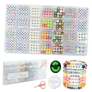 1400pcs Alphabet Letter Bracelet Beads Kit With 1200pcs Color Number Heart - Picture 1 of 7