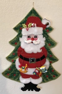 Bucilla Christmas Santa Jeweled Panel Kit Finished 25” Rayon/Wool - Picture 1 of 7
